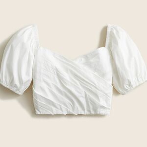 J. Crew White Puff Sleeve Crop Blouse